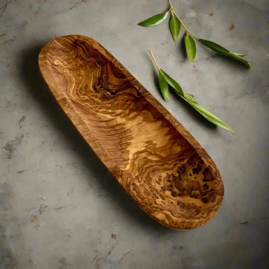 2er Set Olivenholz Baguette- & Olivenschalen