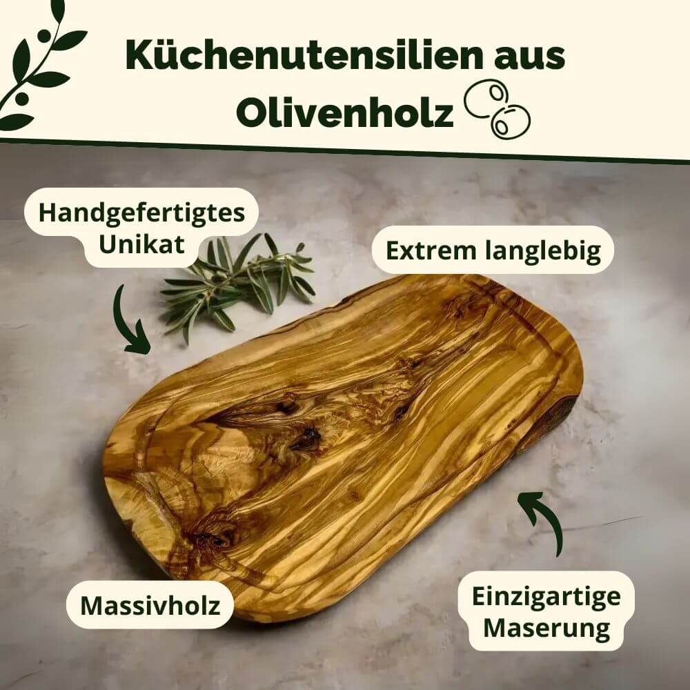 Scatola per utensili da cucina in legno d'olivo rettangolare 